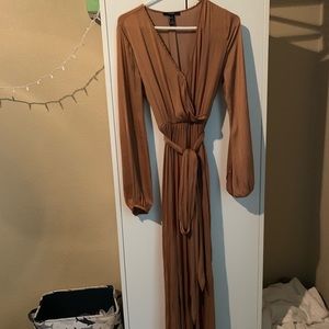 Golden maxi long sleeve dress